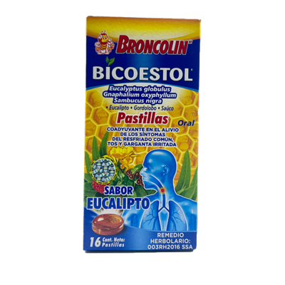 Broncolin Bicoestol 16 pills eucalyptus flavor