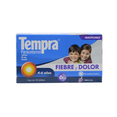 Tempra Infant 80 mg. 30 tablets.