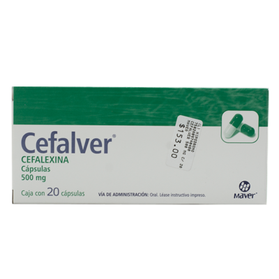 Cefalver 500 mg. 20 capsules.