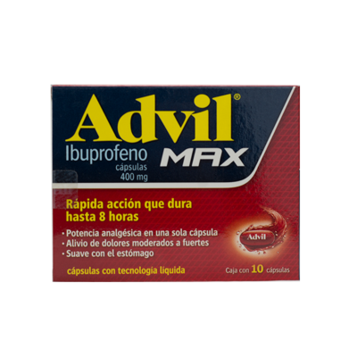 Advil Max 400 mg. 10 capsules