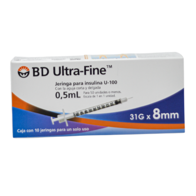 Insulin syringe BD Ultra Fine U-100 0.5 ml. 31Gx8mm 10 pieces