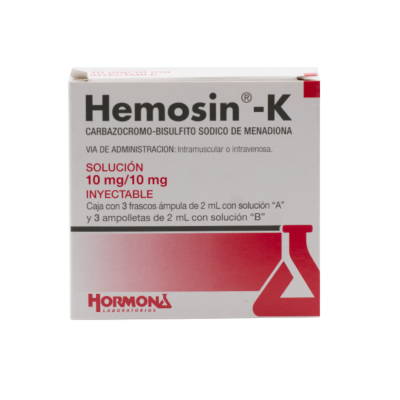 HEMOSIN K IM 10MG/10 MG C/ 3 FRASCO AMP HORMONA
