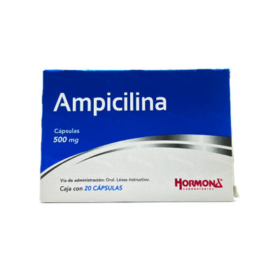 Ampicillin 500 mg. 20 capsules