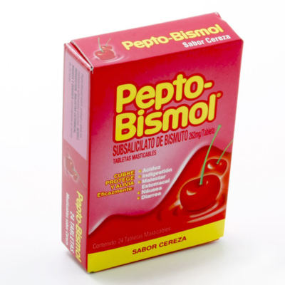 Pepto-Bismol 24 chewable tablets. Cherry flavor