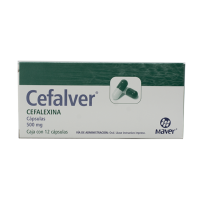 Cefalver 500 mg. 12 capsules.