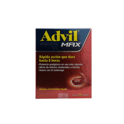 Advil Max 400 mg. 20 capsules