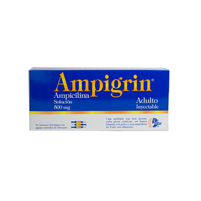 Ampigrin Adult 500 mg. 3 vials